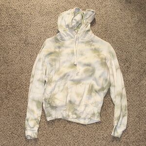 GAP Light Green and White Tie-Dye Hooded Sweatshirt